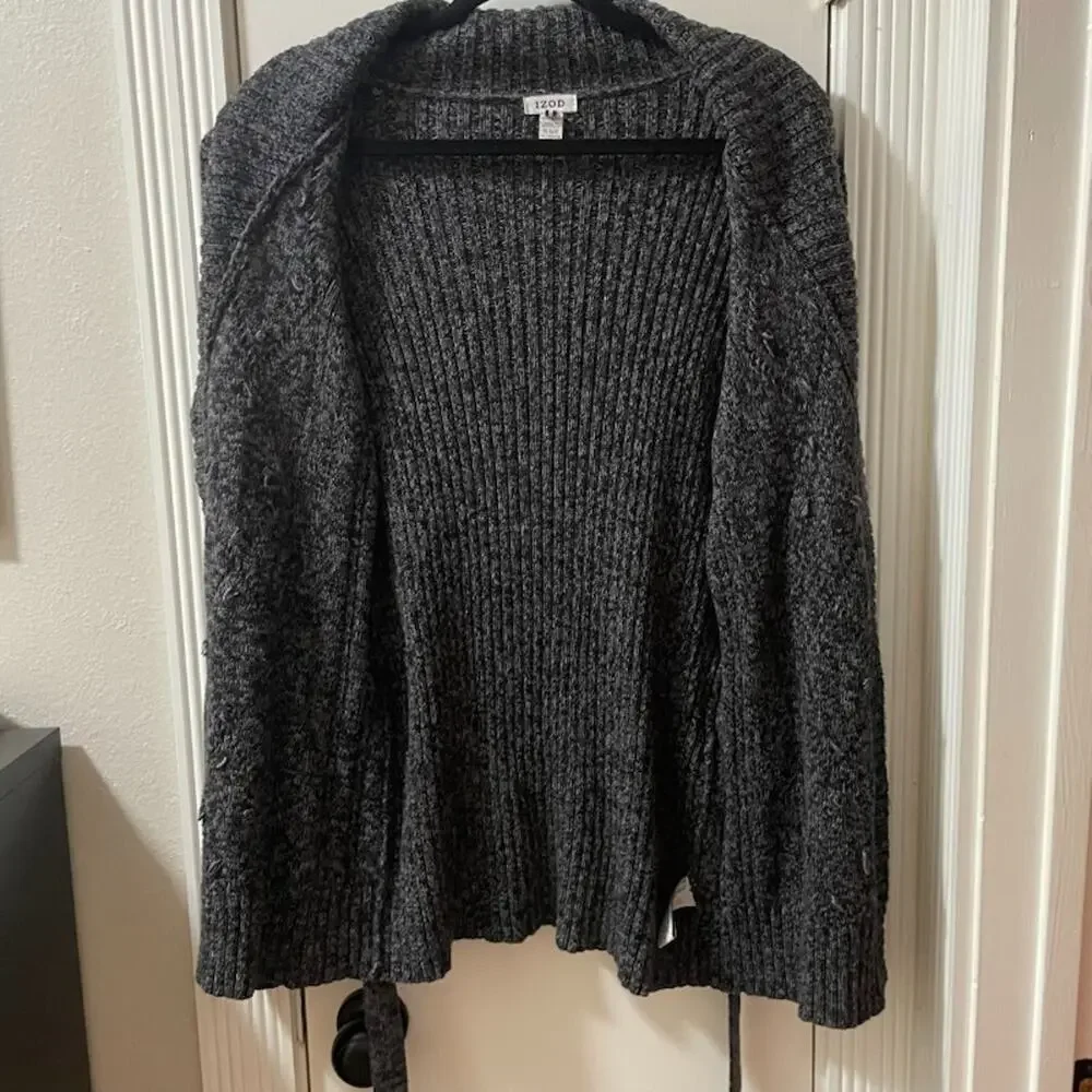 VTG Y2K IZOD Womens Cardigan Sweater XL Cable Knit Cottagecore Boho